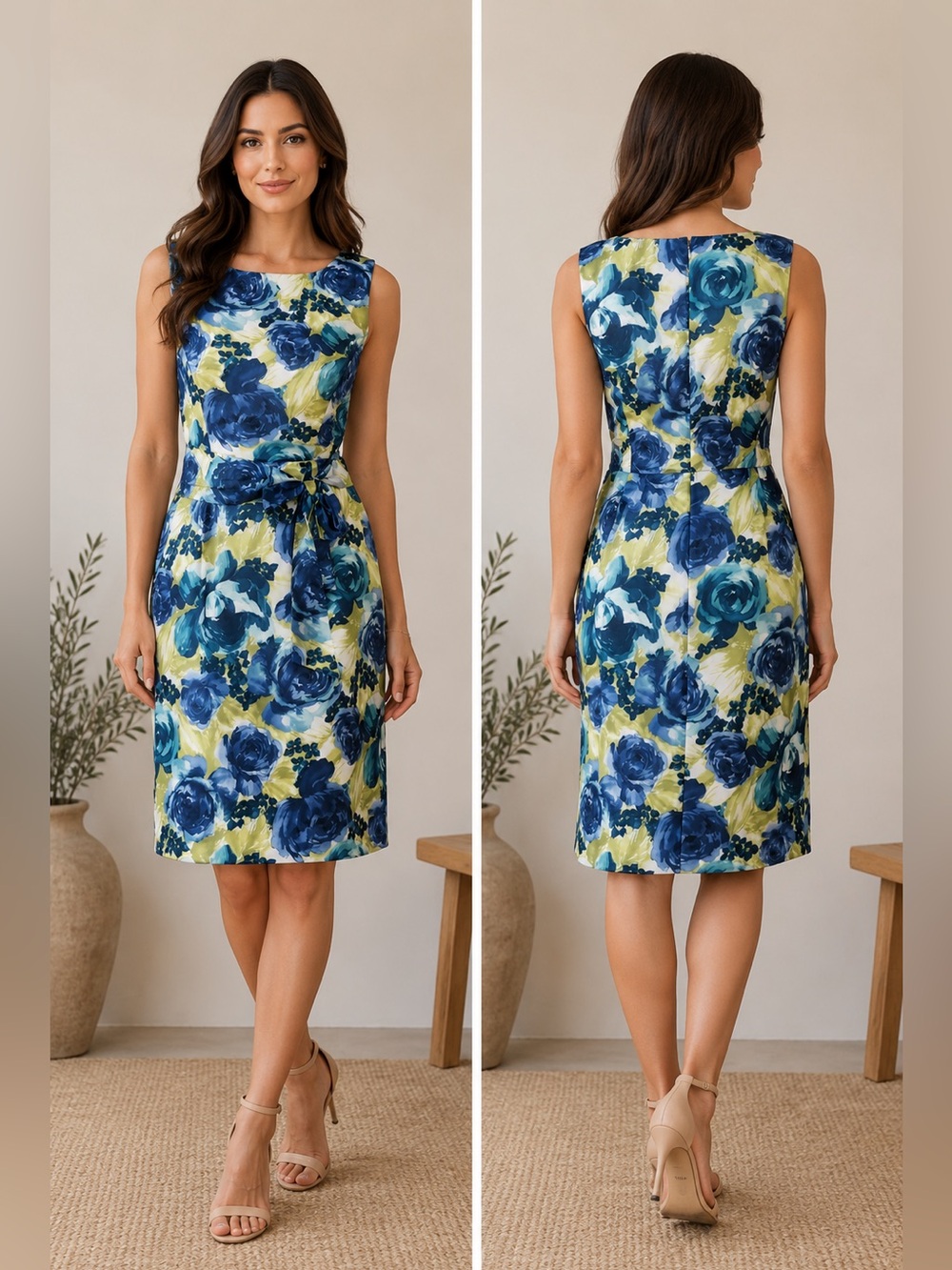 Brooks Brothers 100% Silk Dress & Lining Green, Blu, Size 2 /US 6